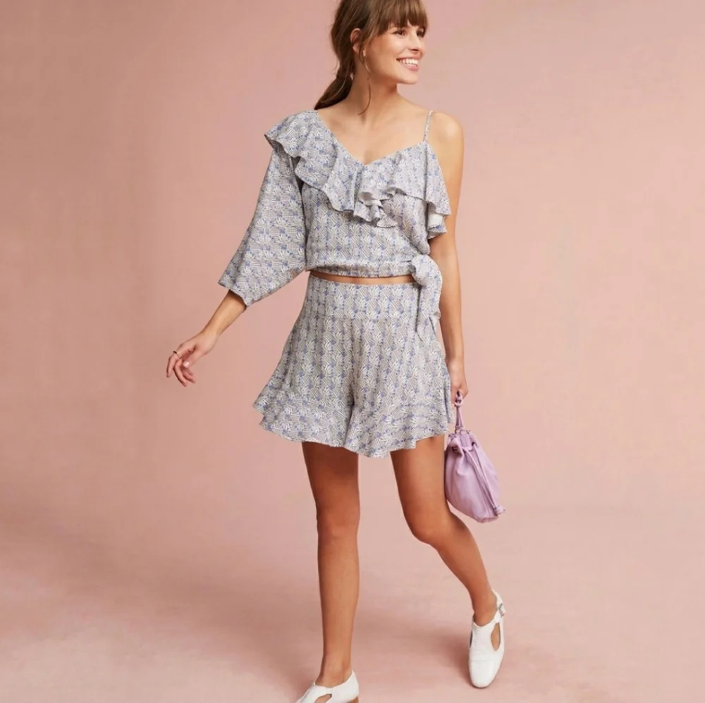 Anthropologie Maeve Imelda Pineapple Ruffle Blouse - Picture 3 of 9